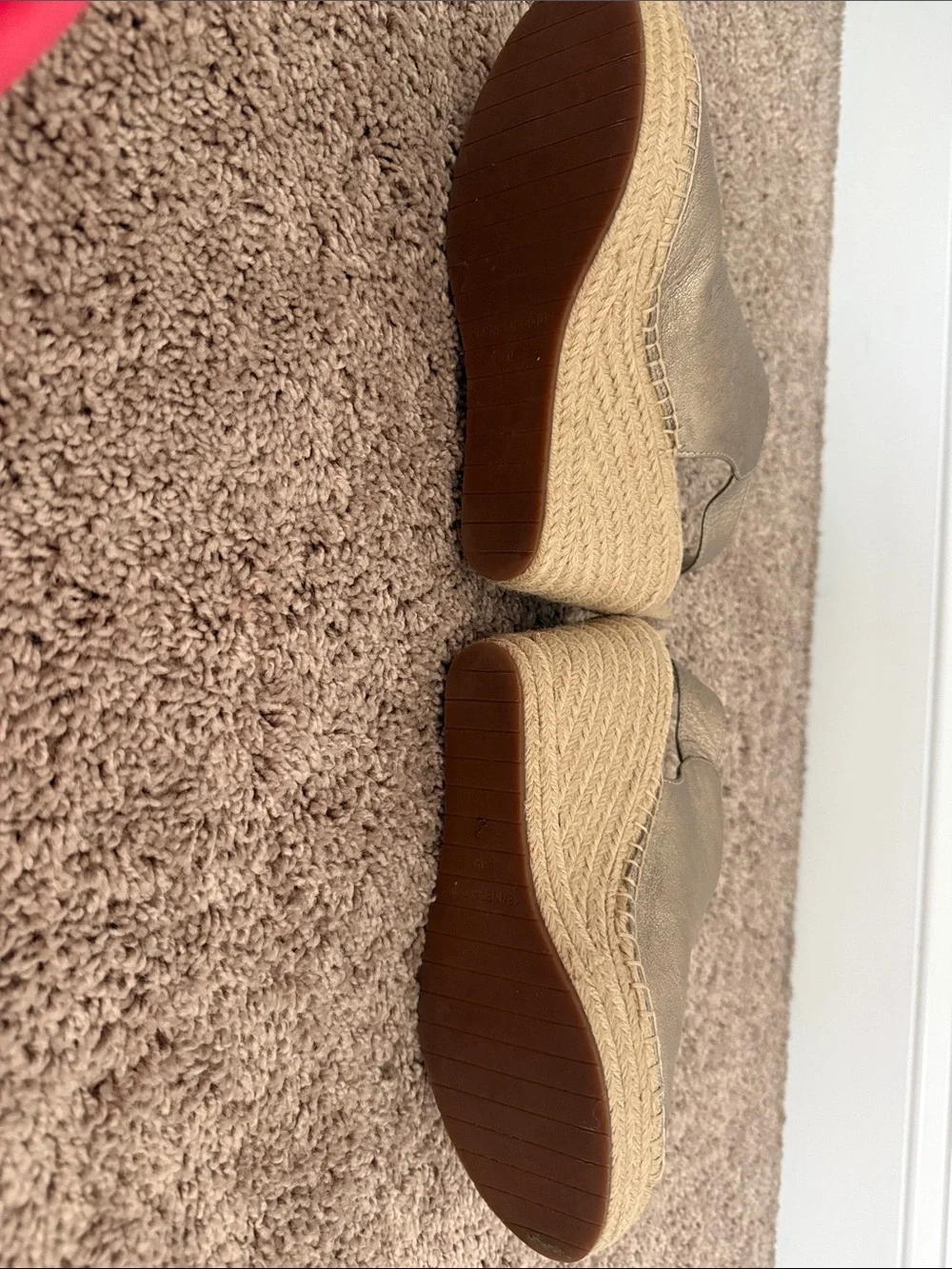 Kenneth Cole Metallic Bronze Open-Toe Espadrille Wedges